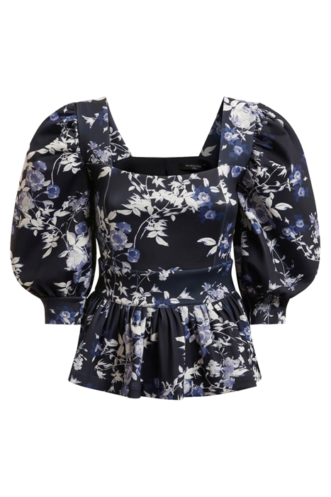 MARCIANO BY GUESS ALEXIS TOP PRINTED PETAL POSE INDIGO 5