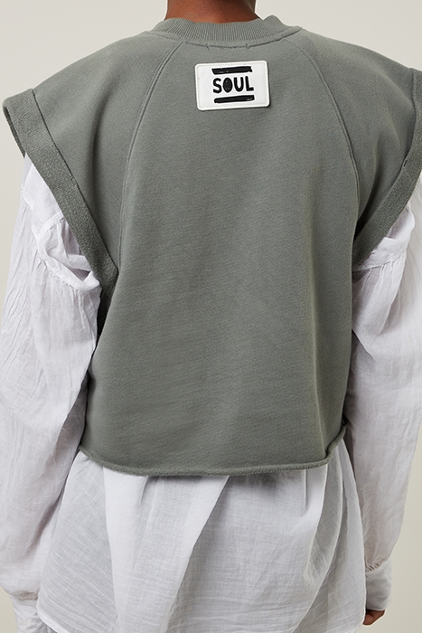 CROPPED SHORTSLEEVE SWEATER GREY GREEN 2