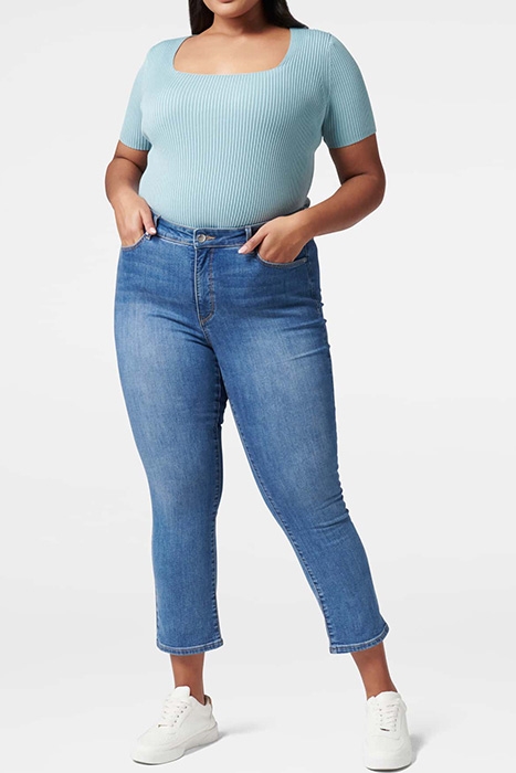 LILLY CURVE SQUARE NECK KNIT TOP TURQUOISE BLUE BASE PRINT 5