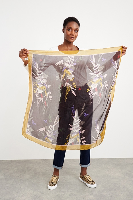 SQUARE PLEAT SILK SCARF PURPLE MULTI 2