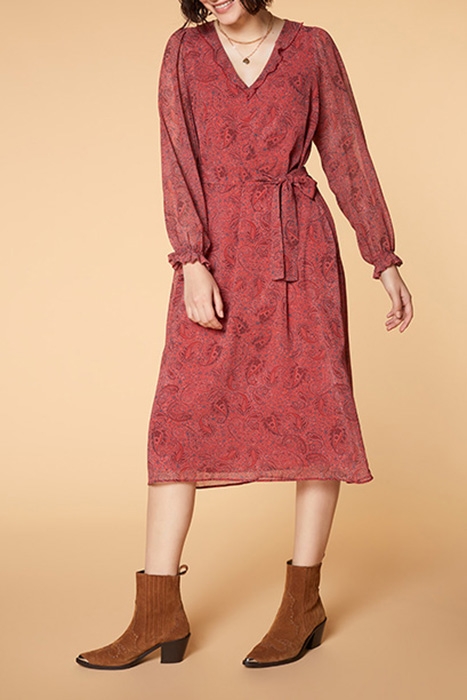 RUBY - TERRACOTTA PAISLEY PRINT MIDI DRESS 1
