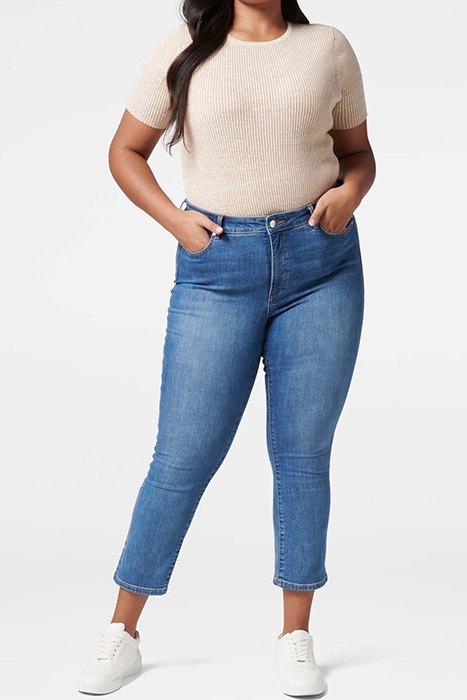 AUDREY CURVE CREW NECK KNIT TEE LATTE SPACE DYE 4