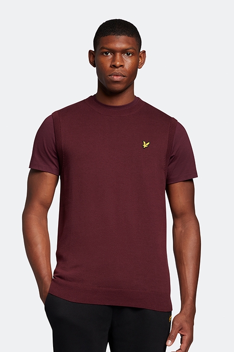 COTTON CREW NECK VEST BURGUNDY 1