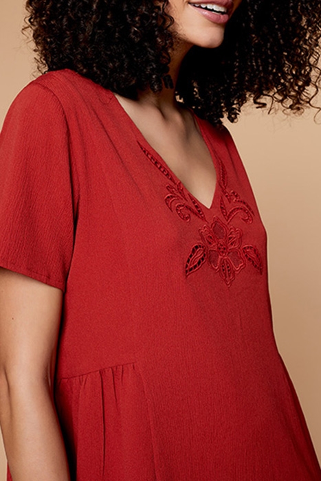 RAISSA - TERRACOTTA DRESS WITH EMBROIDERED TRIM 4