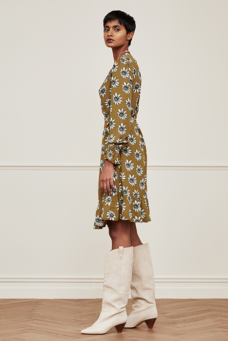 SASHA DRESS ODD OLIVE/BUTTERCREA 4