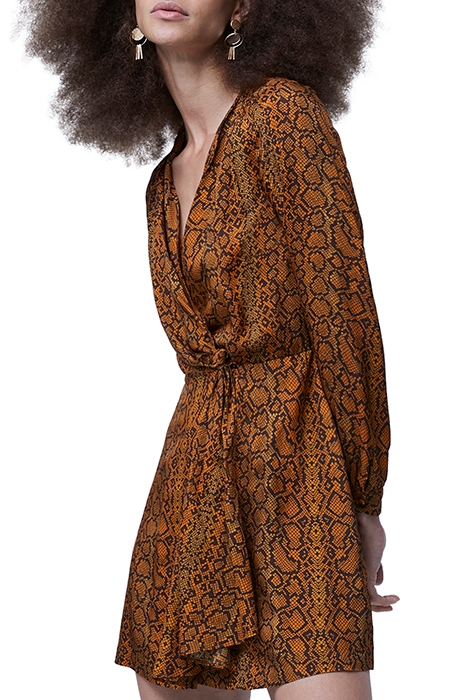 ERINA DRAPE V NECK DRESS INCA GOLD MULTI 1