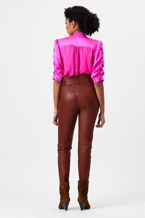 CARREY STRETCH LEATHER PANTS TERRACOTTA BROWN 3
