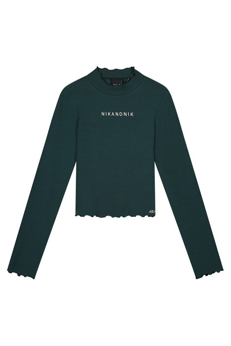 RIB TOP TURTLE LS CROPPED COLLEGE GREEN 1