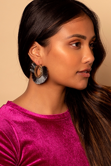 OTAZU SEAWEED TASSEL EARRINGS BLUE GREY BLUE GREY 2