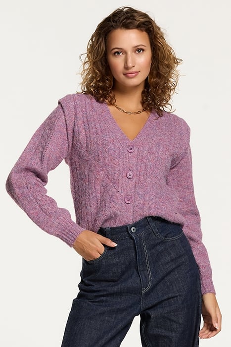 LADIES ASPEN CARDIGAN WINE PURPLE 1