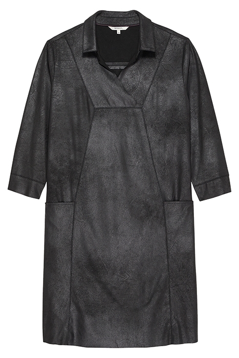 COATED SUEDINE DRESS ALMOST BLACK 1