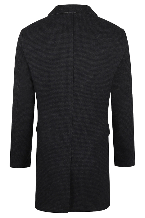 CHECK WOOL COAT NAVY 2