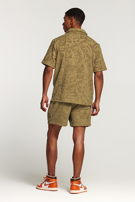 MEN TOWELING SHORTSLEEVE SHIRT DARK MOSS GREEN 4