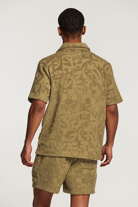 MEN TOWELING SHORTSLEEVE SHIRT DARK MOSS GREEN 2