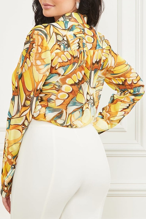 AMAZON PLEATED TOP GOLDEN WING BUTTON-DOWN SHIRT PRINT 2