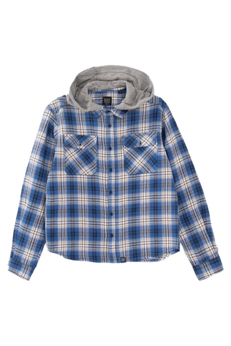 BOYS' BLUE CHECK SHIRT WITH DETACHABLE HOOD 1