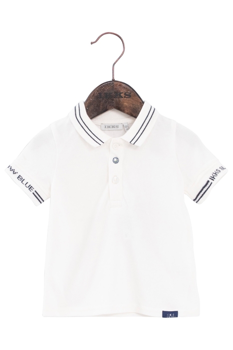 BABY BOYS’ WHITE POLO SHIRT WITH NAVY STRIPED COLLAR 3