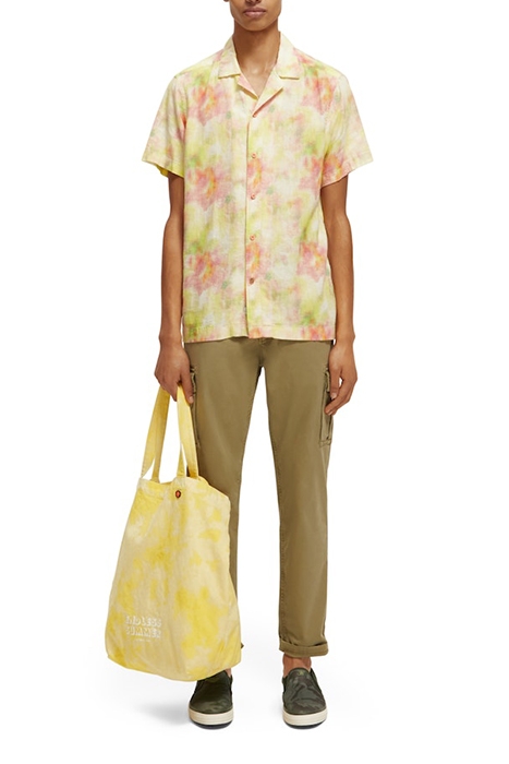 TIE-DYE PRINTED LINEN-BLEND SHORTSLEEVE SHIRT MULTI TIE DYE 5