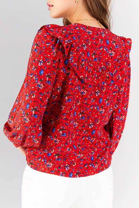 CHERRY SUMMER FLOWER PRINT LINGERIE-STYLE BLOUSE 5