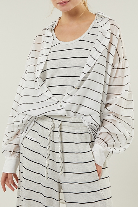 OVERSIZED BLOUSE STRIPE ECRU/BLACK 1