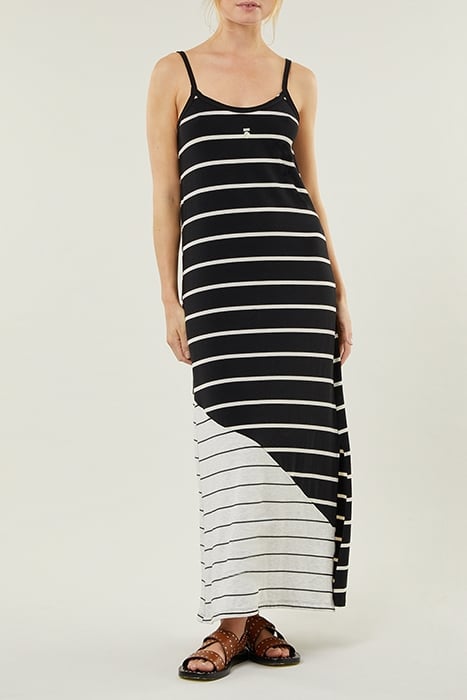 STRAPPY DRESS MIX STRIPES BLACK/OAT 1