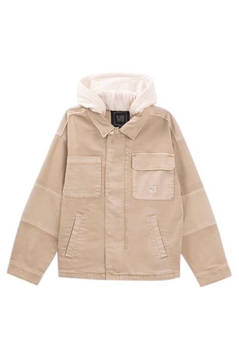 BEIGE DENIM JACKET WITH DETACHABLE HOOD 1