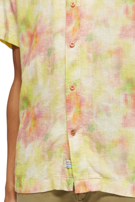 TIE-DYE PRINTED LINEN-BLEND SHORTSLEEVE SHIRT MULTI TIE DYE 7