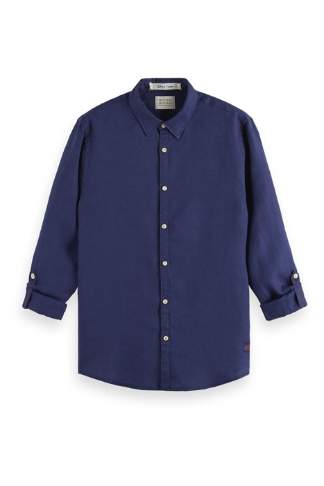 LINEN SHIRT WITH SLEEVE ROLL-UP MARINE 1