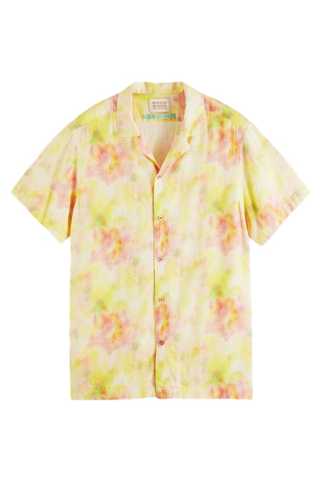 TIE-DYE PRINTED LINEN-BLEND SHORTSLEEVE SHIRT MULTI TIE DYE 1