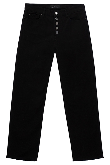 BLACK RECYCLED COTTON HIGH-WAIST STRAIGHT JEANS 4