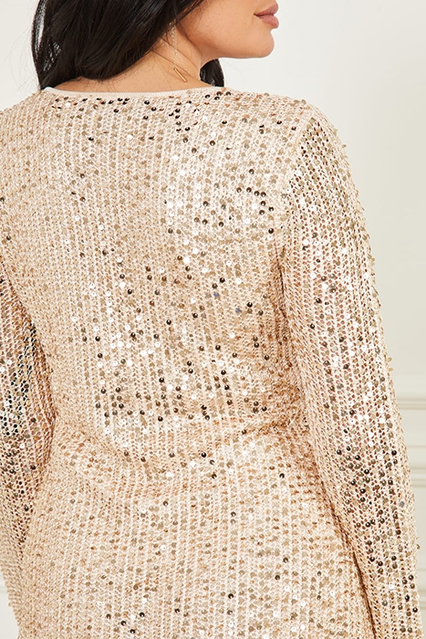 LET SEQUIN SWEATE FAWN TAUPE MINI DRESS MULTI 5