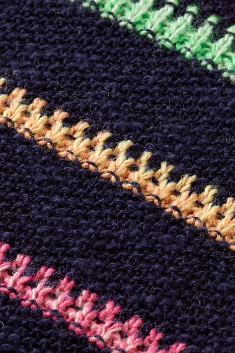 STRIPE COLLARED KNITTED PULLOVER LATE EVENING BLUE 3