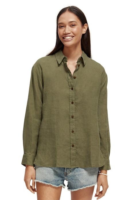OVERSIZED LINEN SHIRT OLIVE GREEN 3
