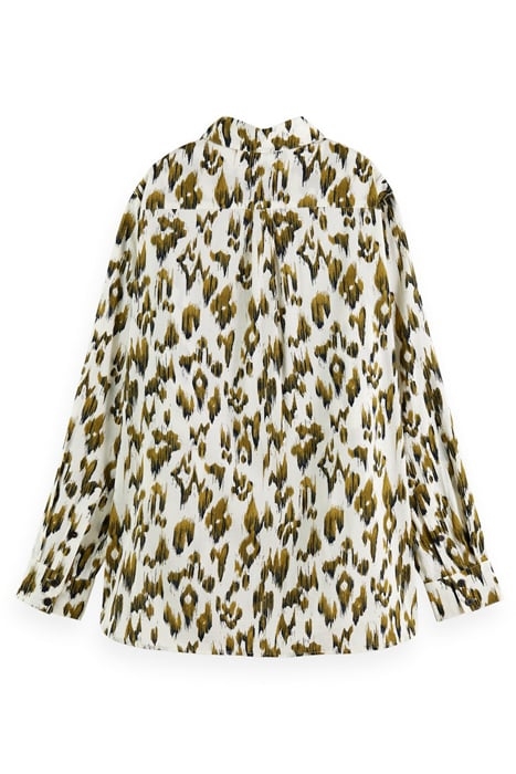 OVERSIZED SHIRT WITH PRINT BRUSHED IKAT ARMY GREEN 2