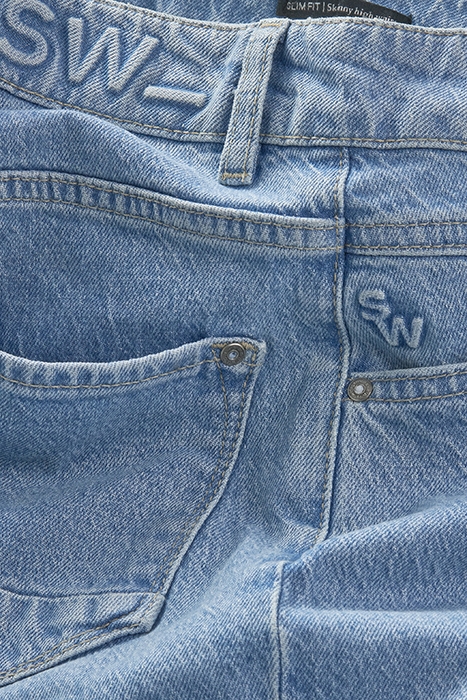 HOGE TAILLE SLIM FIT JEANS LIGHT BLUE DENIM 2