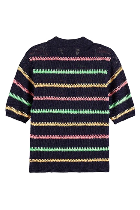 STRIPE COLLARED KNITTED PULLOVER LATE EVENING BLUE 2