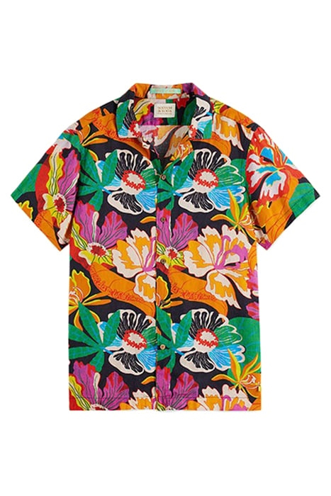 LINEN-VISCOSE PRINTED SHORT SLEEVE SHIRT FLORAL 1