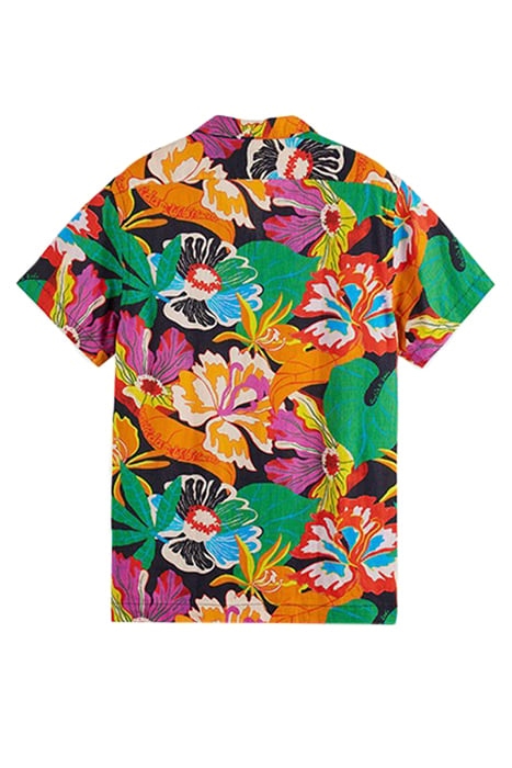 LINEN-VISCOSE PRINTED SHORT SLEEVE SHIRT FLORAL 2