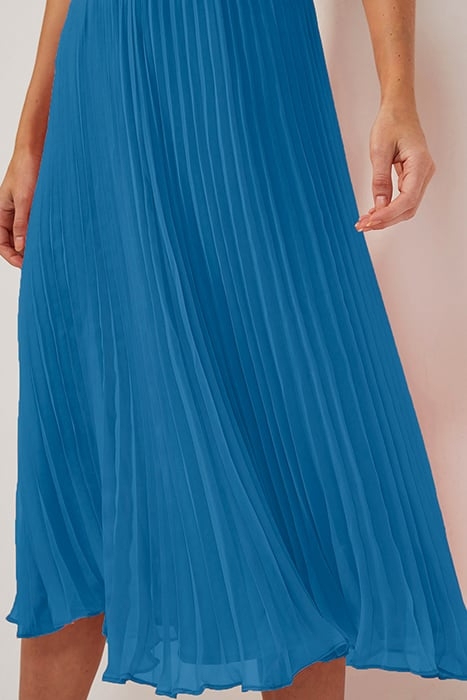 PLEATED SOLID MIDI SKIRT OCEAN DEPTHS 3