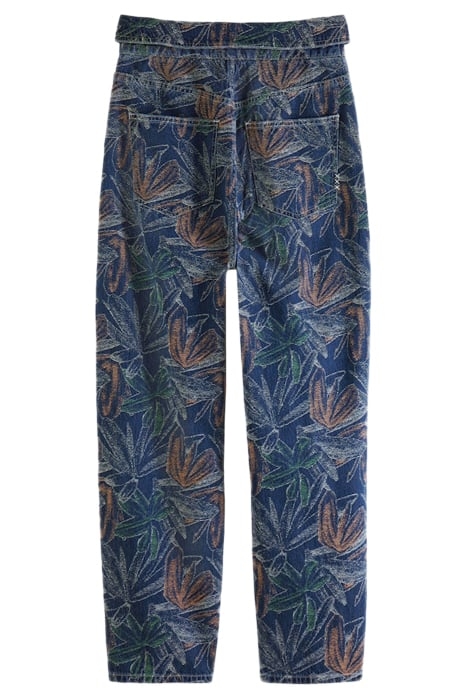 THE TIDE PAPER BAG FLORAL DENIM JACQUARD PANT WASHED INDIGO 2