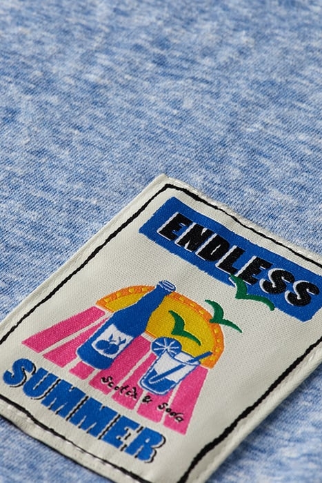 MELANGE TEE WITH CHEST LABEL RIVIERA BLUE MELANGE 3