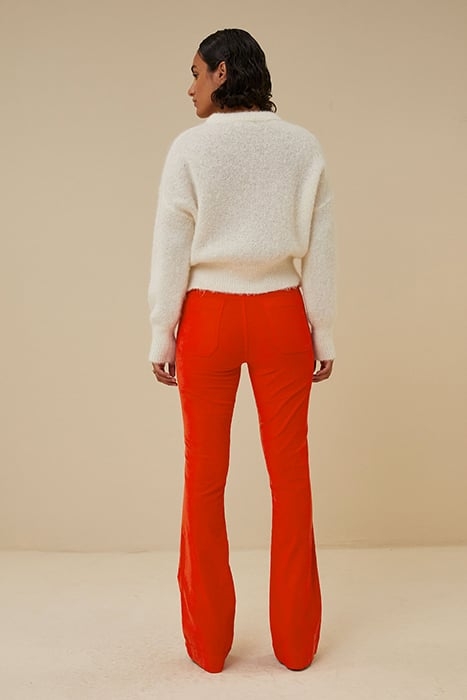 LEILA VELVET PANT POPPY-RED 2