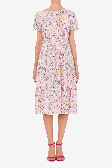 HEELS & FLOWERS MIDI DRESS PINK 1