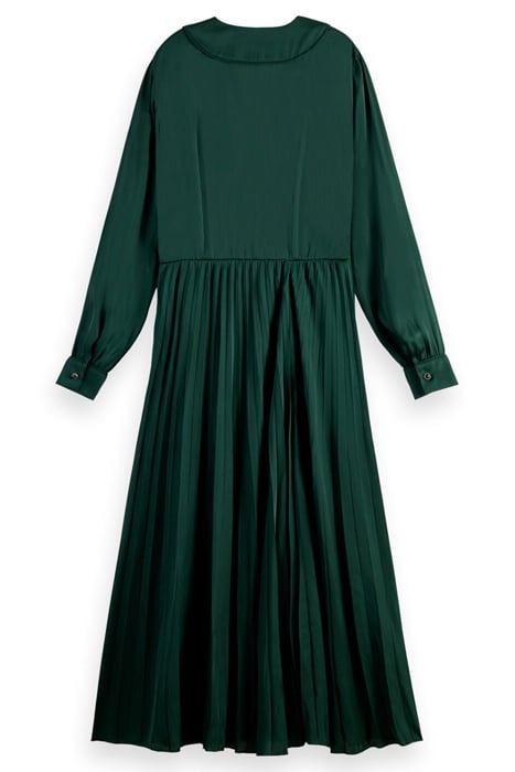 LONG SLEEVED PLEATED MAXI DRESS BLUE SPRUCE 2