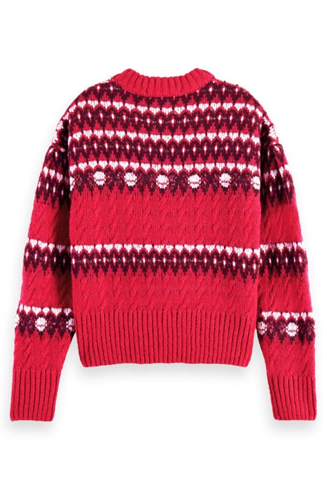 FAIR ISLE KNITTED CABLE PULLOVER COSMIC PINK 2