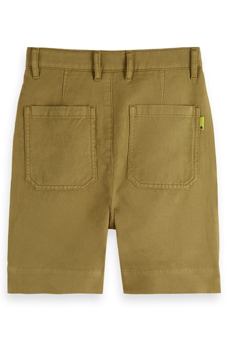 GARMENT-DYED COTTON LINEN SHORTS KHAKI 2