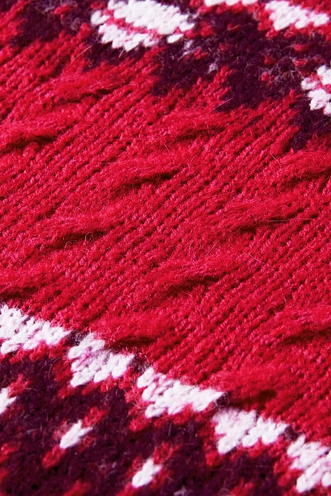 FAIR ISLE KNITTED CABLE PULLOVER COSMIC PINK 3