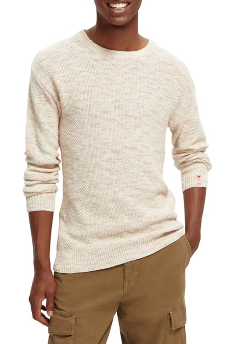 SPACED-DYE YARN STRUCTURED CREWNECK PULLOVER COMBO A 2