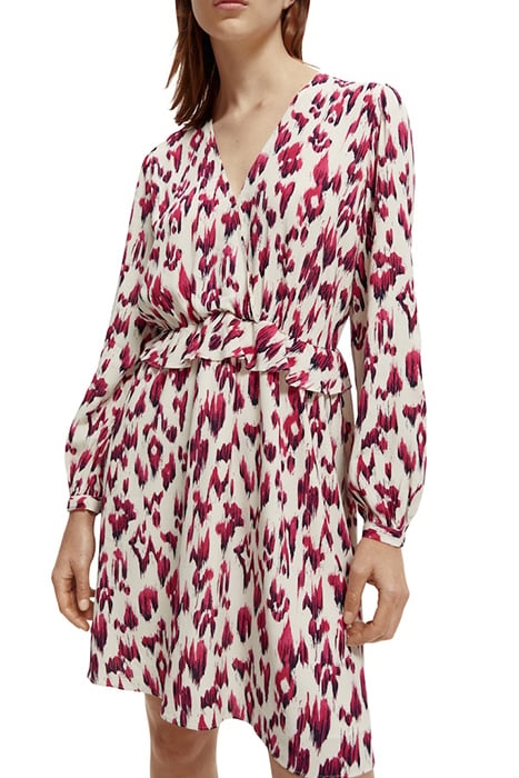 WRAPPED SHORT DRESS BRUSHED IKAT CHERRY PIE 6