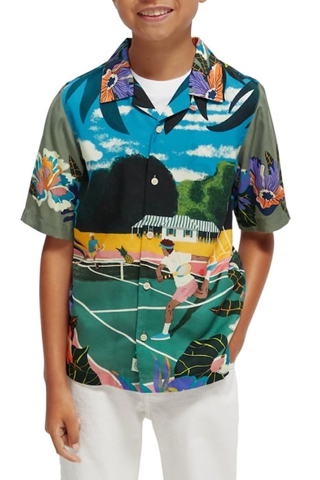 TENNIS PLACEMENT PRINT SHORT-SLEEVED TENCEL SHIRT TENNIS PRI 2